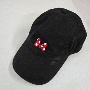 Disney Women Hat One Size Black Minnie Mouse Baseball Cap Bow‎ Embroidered